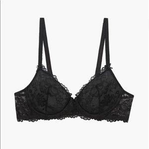 Savage X Fenty Black Unlined Floral Lace Bra
